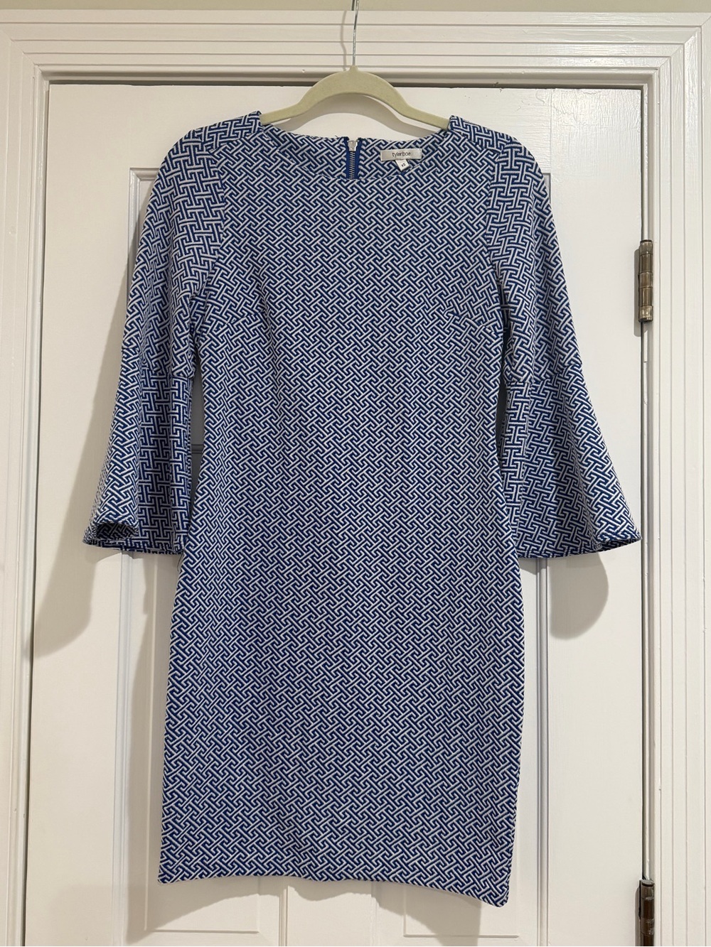 Tyler Boe Blue Geometric Mini Shift Dress